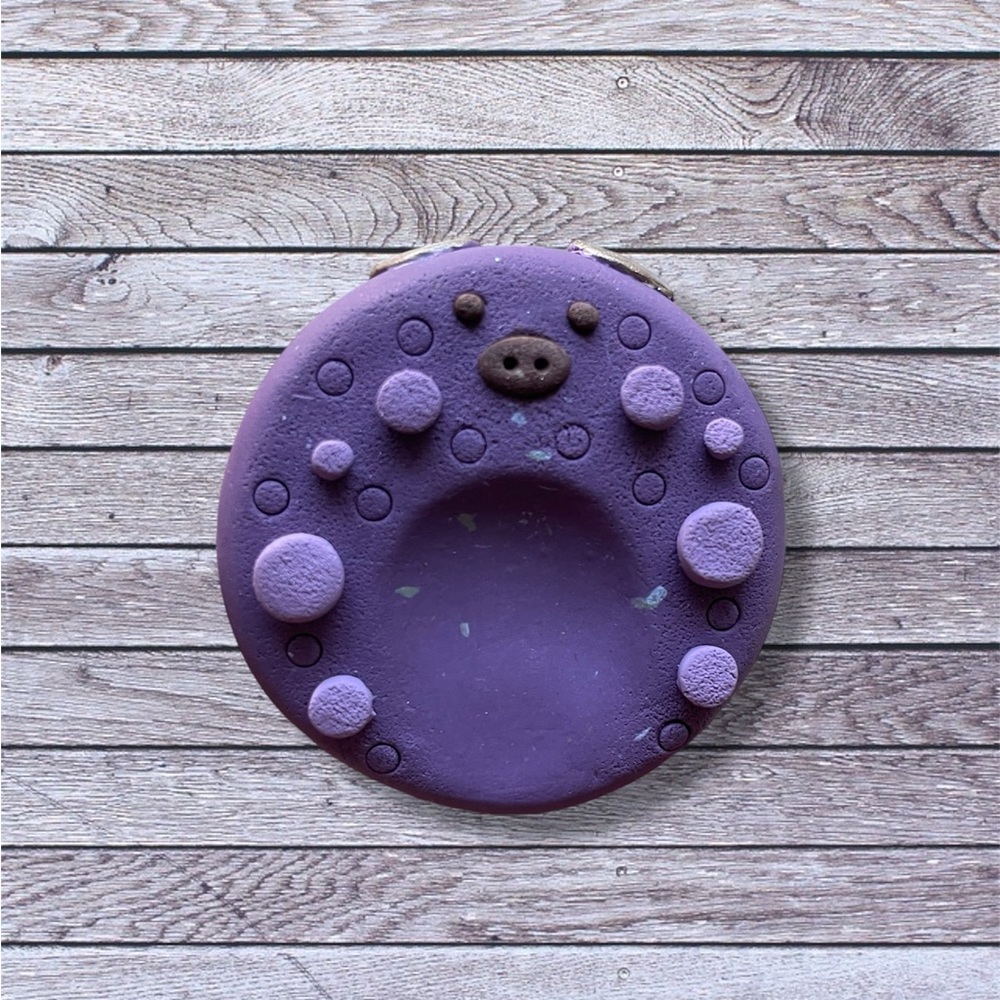 Worry Stone Kawaii Purple Pet Pig Dots Sensory Tactile Toy